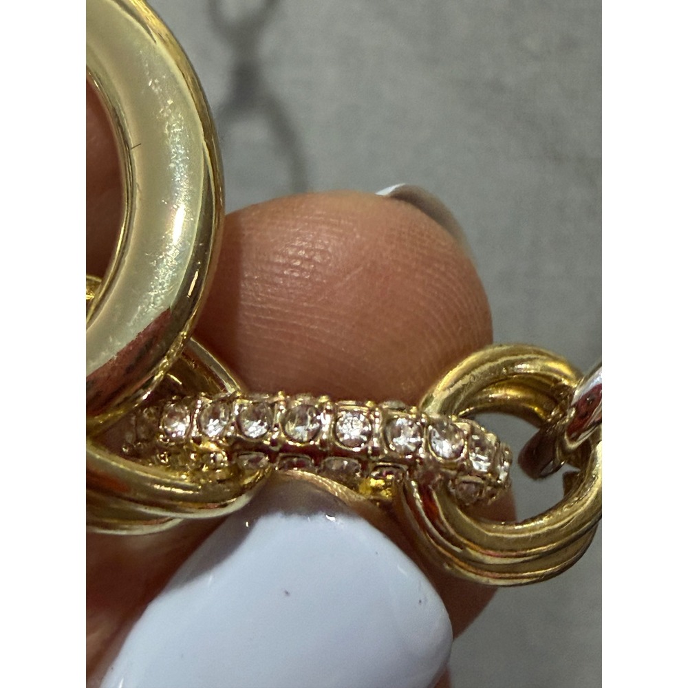 Graziano Mixed Metal Link Necklace Gold Tone Silver Tone Gunmetal Pave Accents - Picture 15 of 16